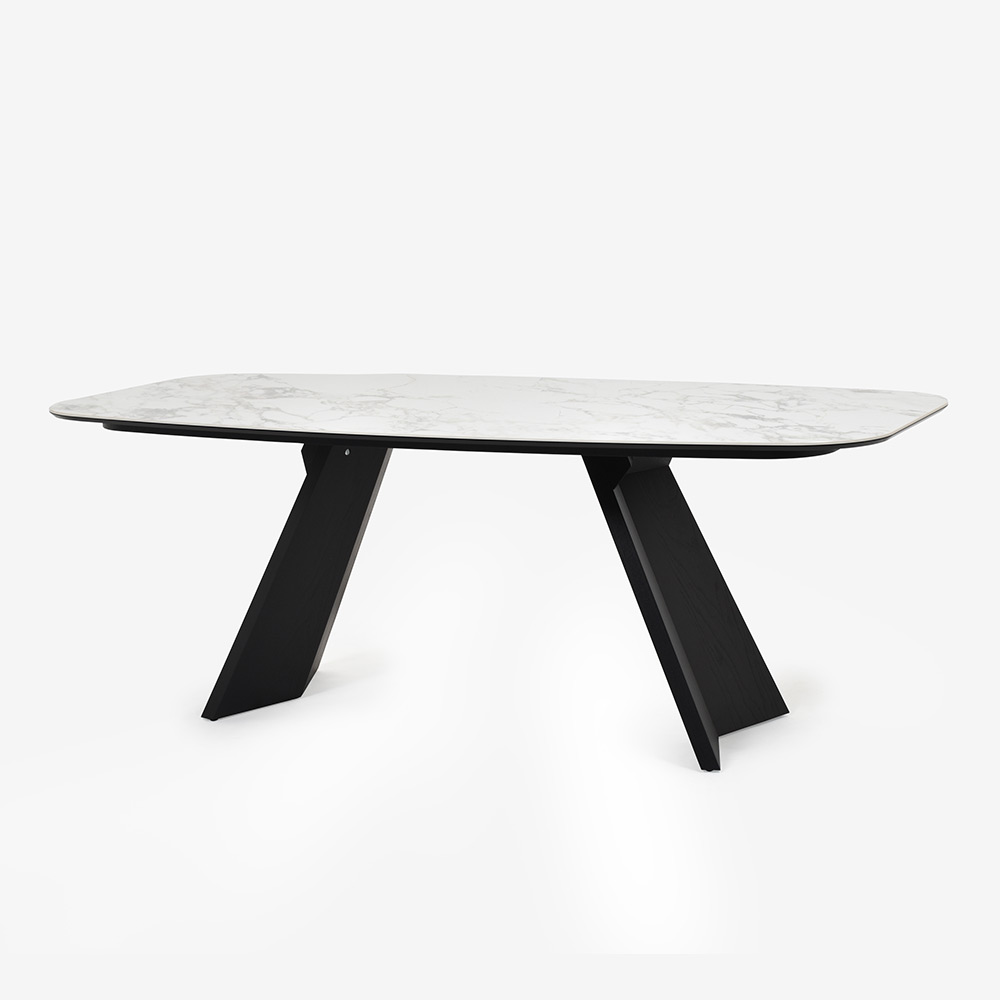 Calligaris(カリガリス)ダイニングテーブル「Icaro CS4115-FB 200」幅199cm 天板セラミックガラス P2Cホワイトマーブル