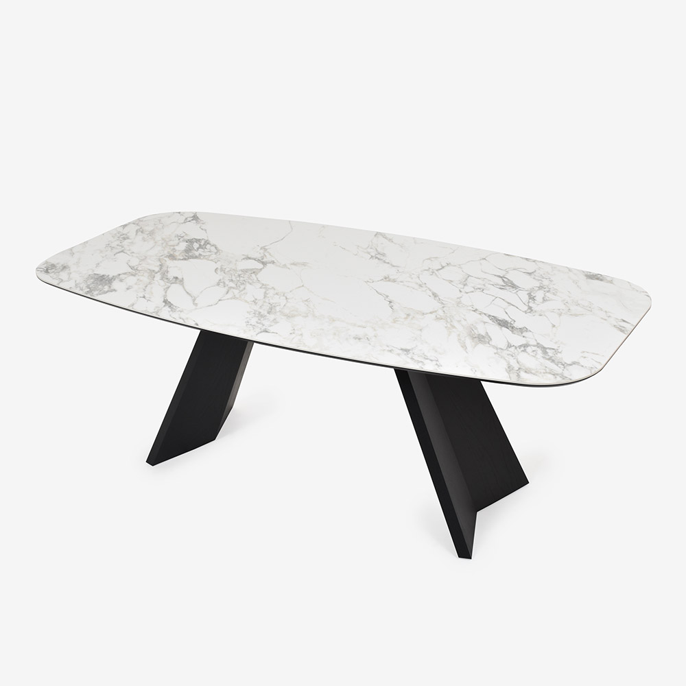 Calligaris(カリガリス)ダイニングテーブル「Icaro CS4115-FB 200」幅199cm 天板セラミックガラス P2Cホワイトマーブル