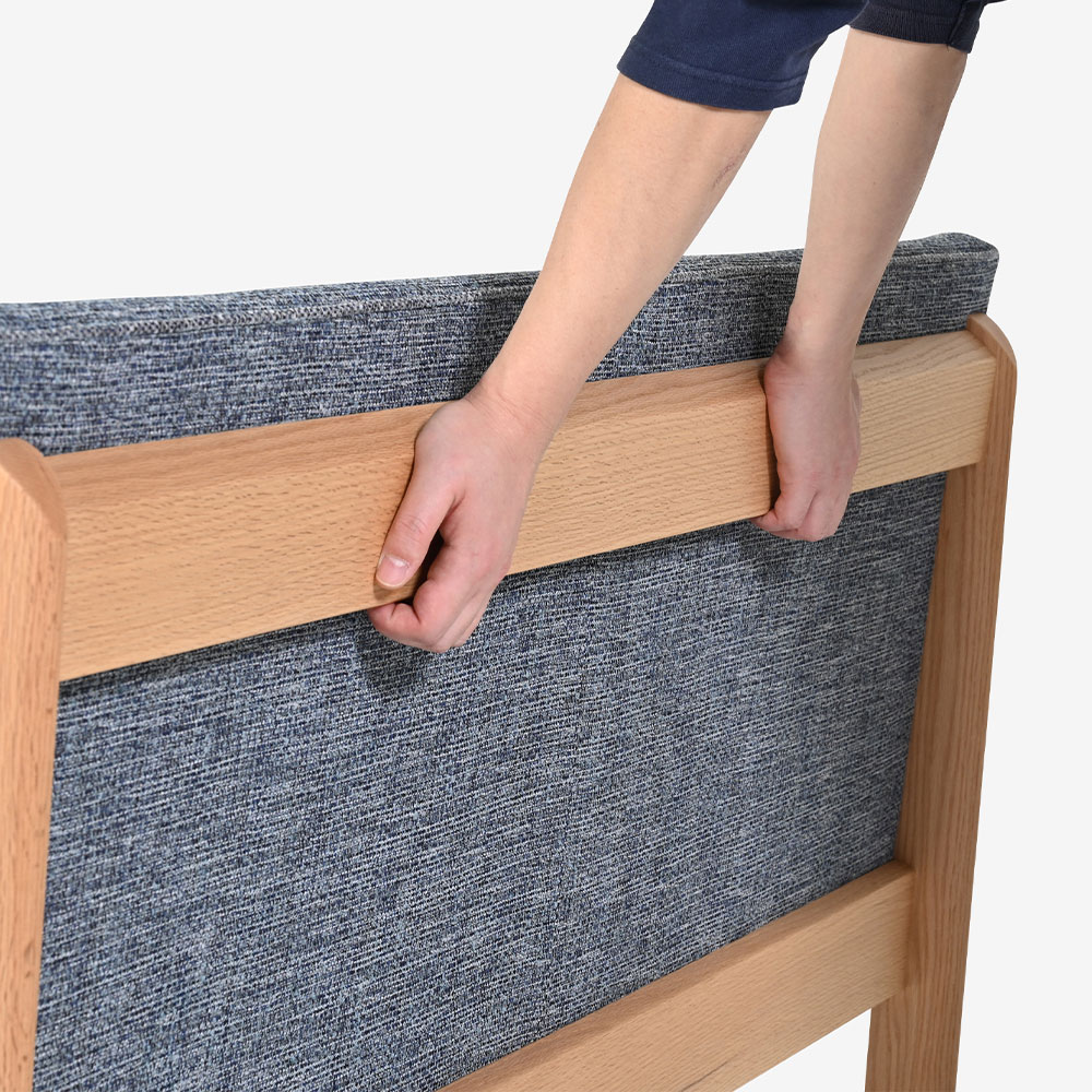 飛騨産業 ベンチ「KAYA3 -カヤ3- LF225R」幅144cm レッドオーク材 WO色 布＃CブルームBU【受注生産品】
