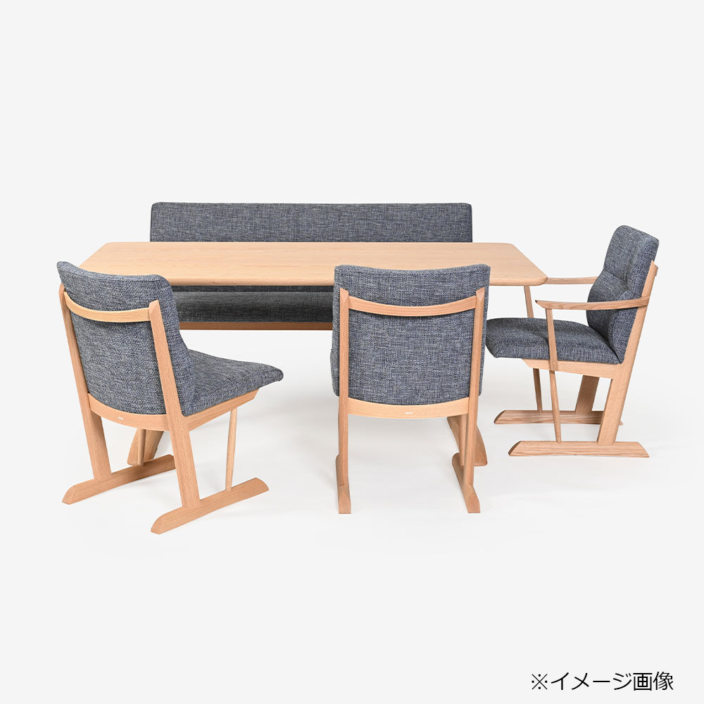 飛騨産業 ベンチ「KAYA3 -カヤ3- LF225R」幅144cm レッドオーク材 WO色 布＃CブルームBU【受注生産品】