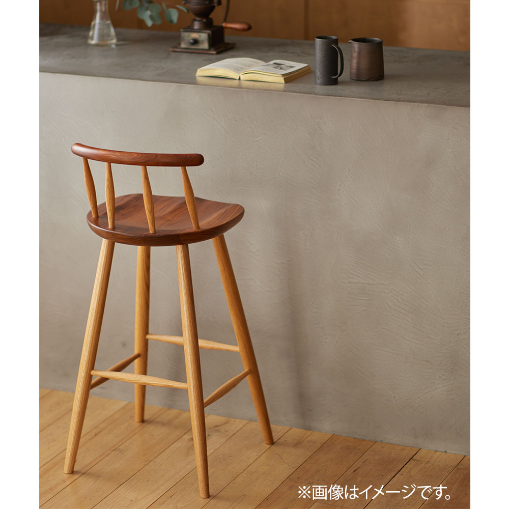 カウンターチェア「REAL DC046-CN68 WN/RO-CL」ウォールナット材/レッドオーク材 座面高68cm【受注生産品】
