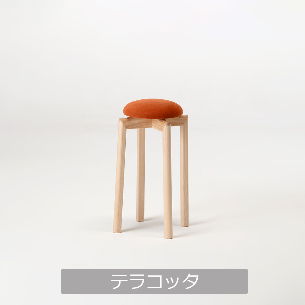 匠工芸 スツールSS「MUSHROOM-マッシュルーム-」カバ材 高さ50cm 全5色【受注生産品】
