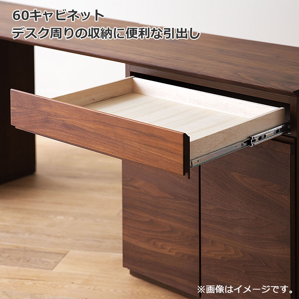 ユニットデスク「アスター」両袖タイプ(30チェスト 60キャビネット)幅150.4cm ウォールナット材