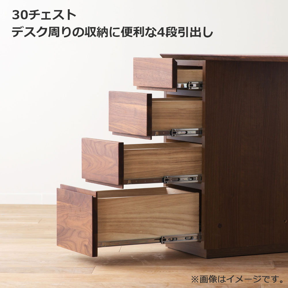 ユニットデスク「アスター」両袖タイプ(30チェスト 60キャビネット)幅150.4cm ウォールナット材