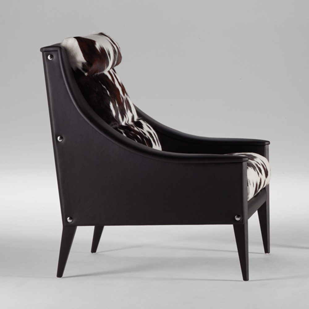 PoltronaFrau(ポルトローナ・フラウ)アームチェア「デッザ」ハイバックタイプ 革ブラック色 座面カウスキン