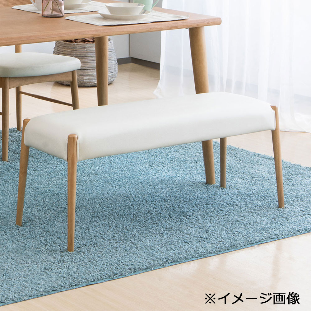 ベンチ「ユノ3A」幅110cm ホワイトオーク色　座面PVCアイボリー　布カバー全9色
