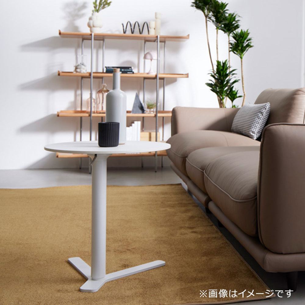 昇降式サイドテーブル（丸）「YO」ホワイト