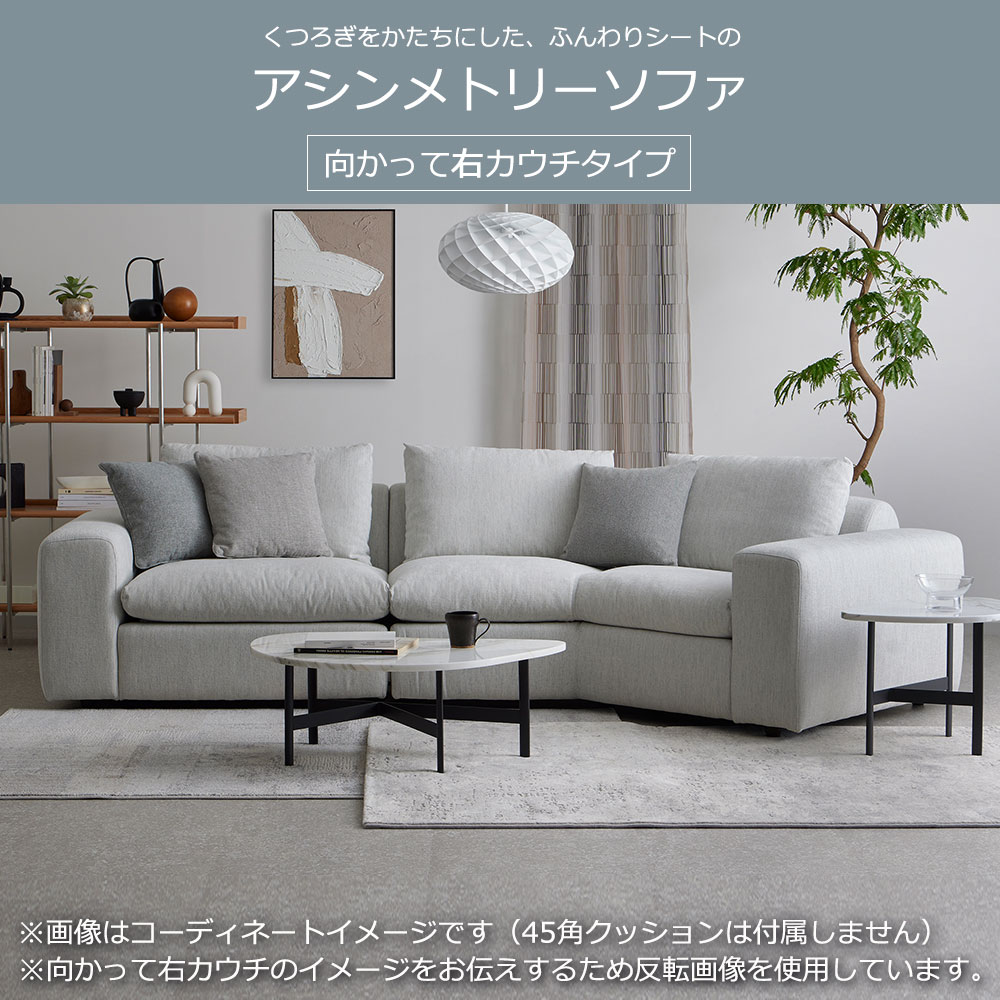 カウチソファ2点セット 向かって右カウチ「フラクセン」 布#3 ハドソンHUS-05 【受注生産品】