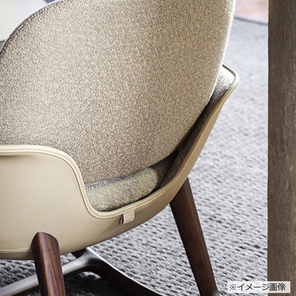 PoltronaFrau(ポルトローナ・フラウ)ロッキングチェア「Martha」革ブルーグレー#SC254 Steel Blue/革コルダ#Corda 脚アッシュ材 モカ色