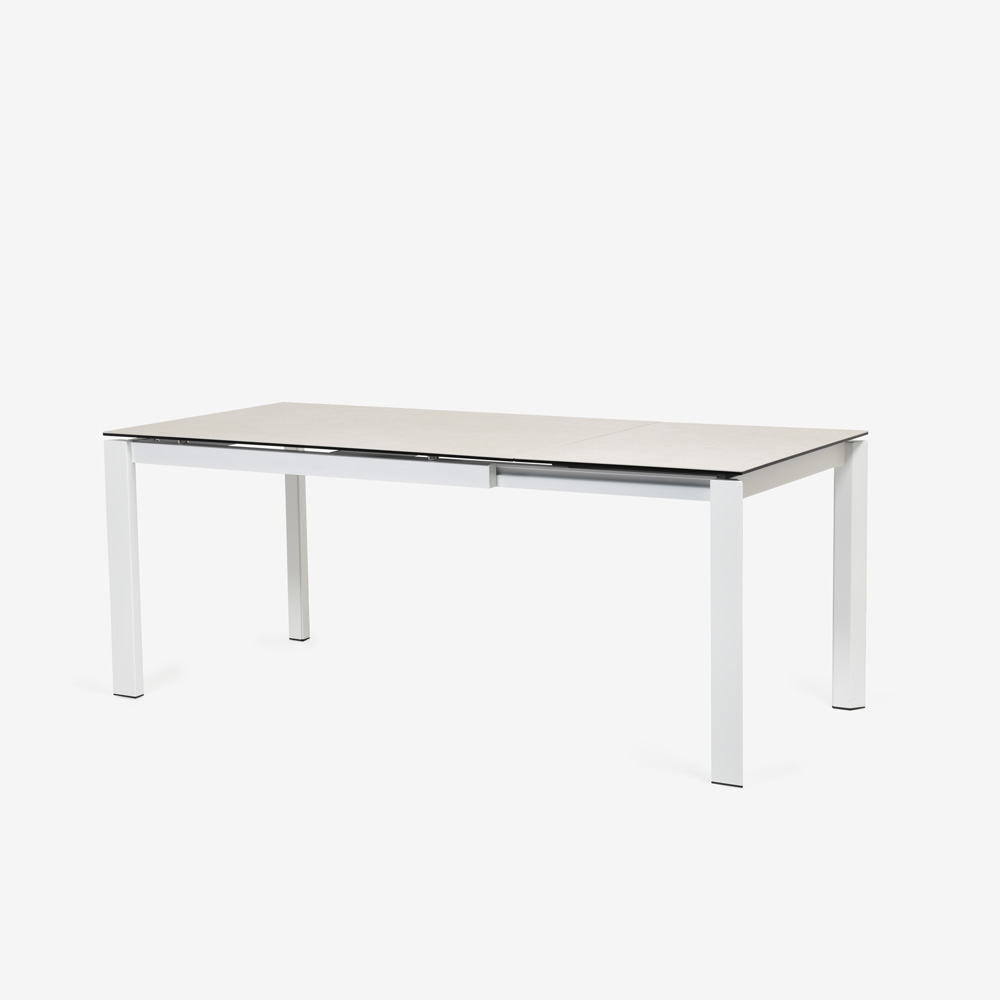 Calligaris(カリガリス)伸長式ダイニングテーブル「Duca CS4089」幅130-190cm 天板セラミック:ソルトホワイト/脚部スチール:マットオプティックホワイト