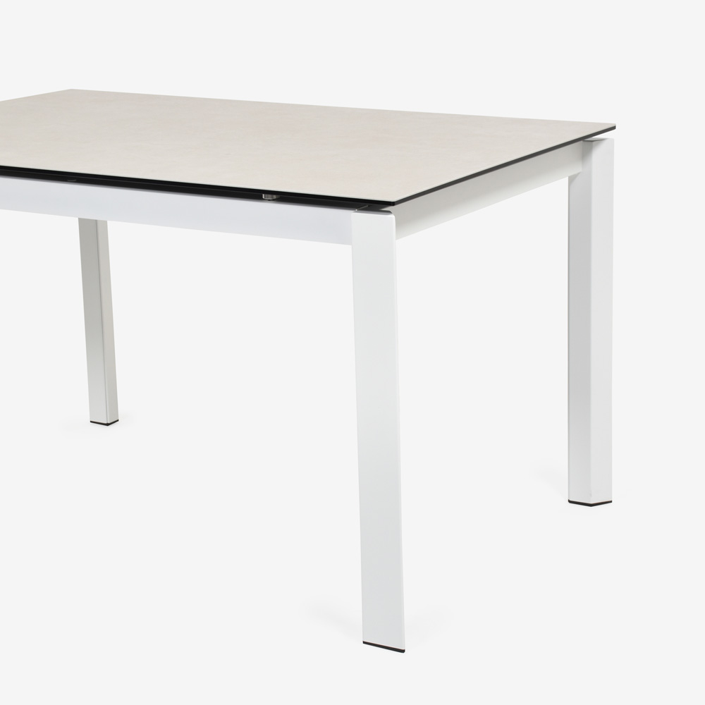 Calligaris(カリガリス)伸長式ダイニングテーブル「Duca CS4089」幅130-190cm 天板セラミック:ソルトホワイト/脚部スチール:マットオプティックホワイト