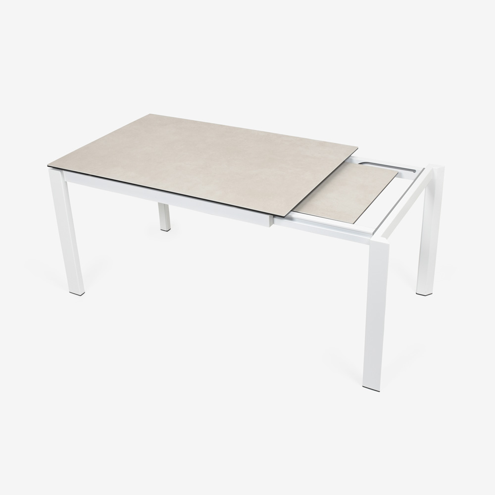 Calligaris(カリガリス)伸長式ダイニングテーブル「Duca CS4089」幅130-190cm 天板セラミック:ソルトホワイト/脚部スチール:マットオプティックホワイト