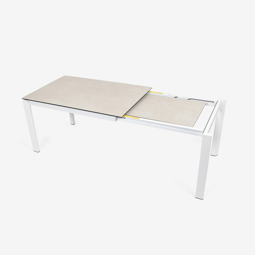 Calligaris(カリガリス)伸長式ダイニングテーブル「Duca CS4089」幅130-190cm 天板セラミック:ソルトホワイト/脚部スチール:マットオプティックホワイト