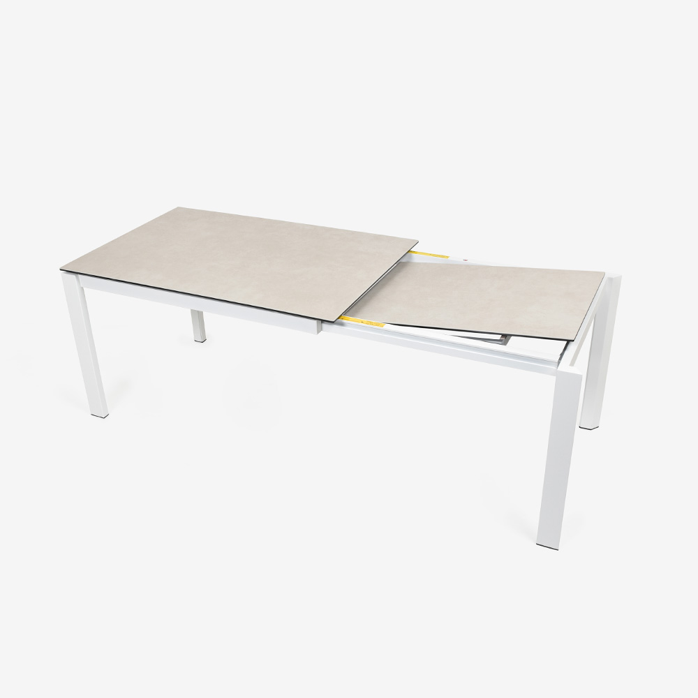 Calligaris(カリガリス)伸長式ダイニングテーブル「Duca CS4089」幅130-190cm 天板セラミック:ソルトホワイト/脚部スチール:マットオプティックホワイト