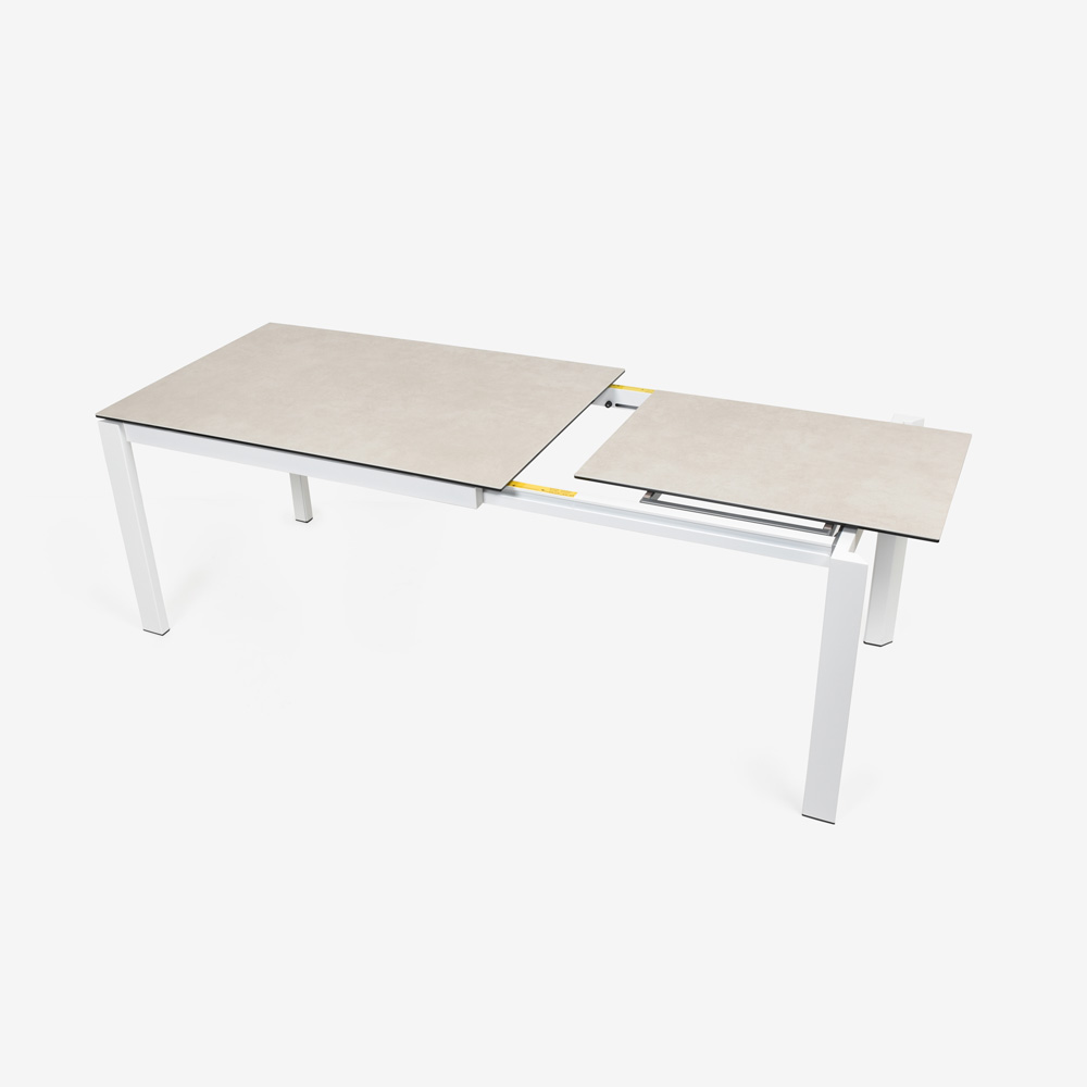 Calligaris(カリガリス)伸長式ダイニングテーブル「Duca CS4089」幅130-190cm 天板セラミック:ソルトホワイト/脚部スチール:マットオプティックホワイト
