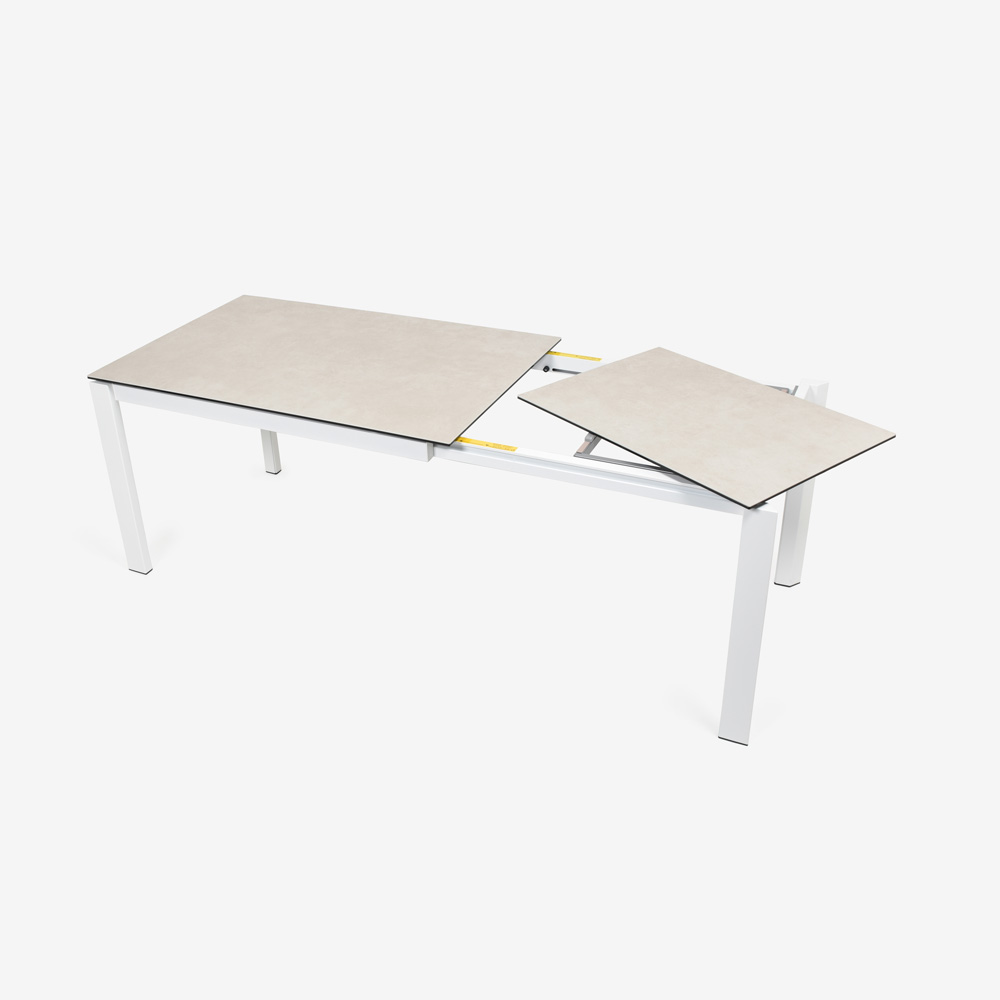 Calligaris(カリガリス)伸長式ダイニングテーブル「Duca CS4089」幅130-190cm 天板セラミック:ソルトホワイト/脚部スチール:マットオプティックホワイト