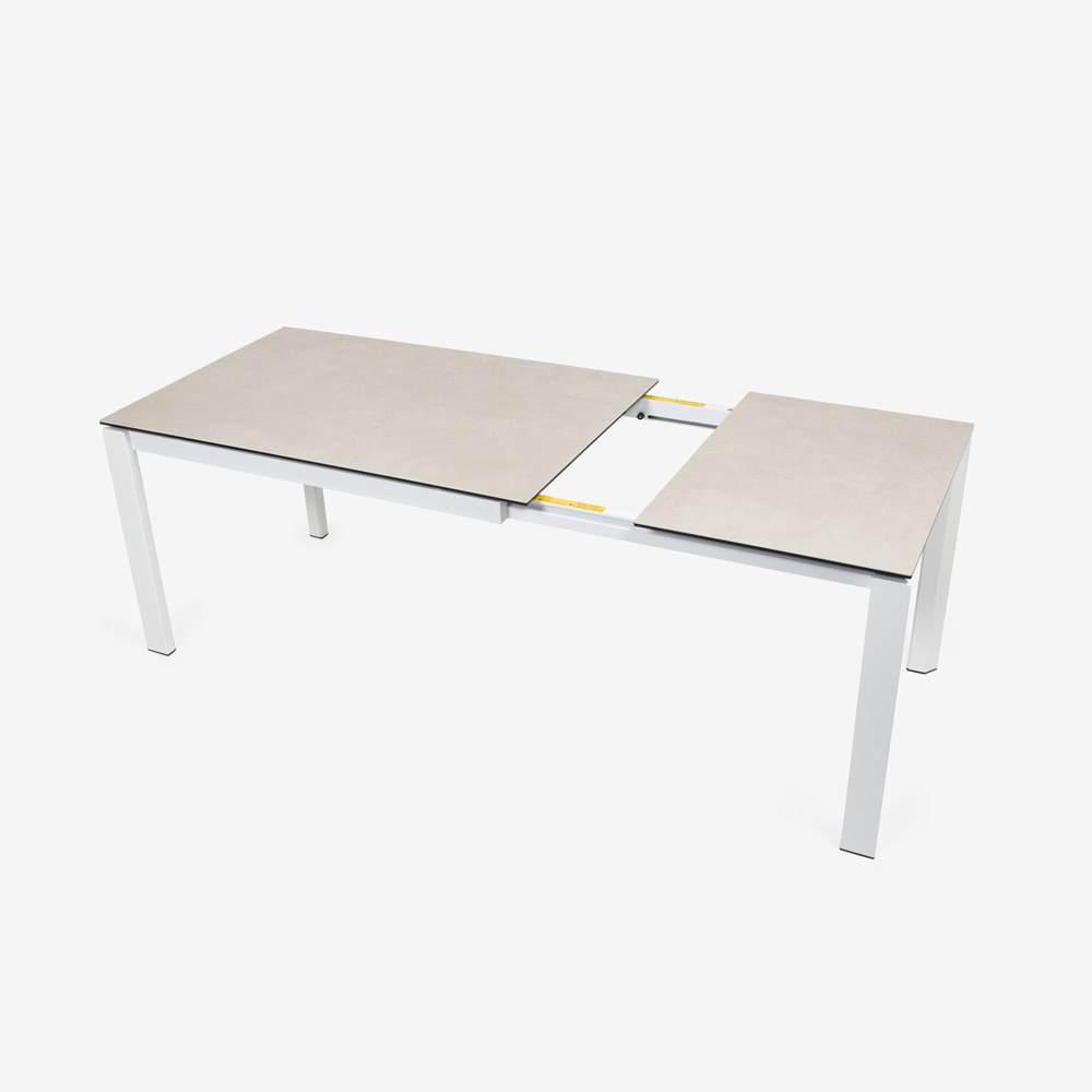 Calligaris(カリガリス)伸長式ダイニングテーブル「Duca CS4089」幅130-190cm 天板セラミック:ソルトホワイト/脚部スチール:マットオプティックホワイト