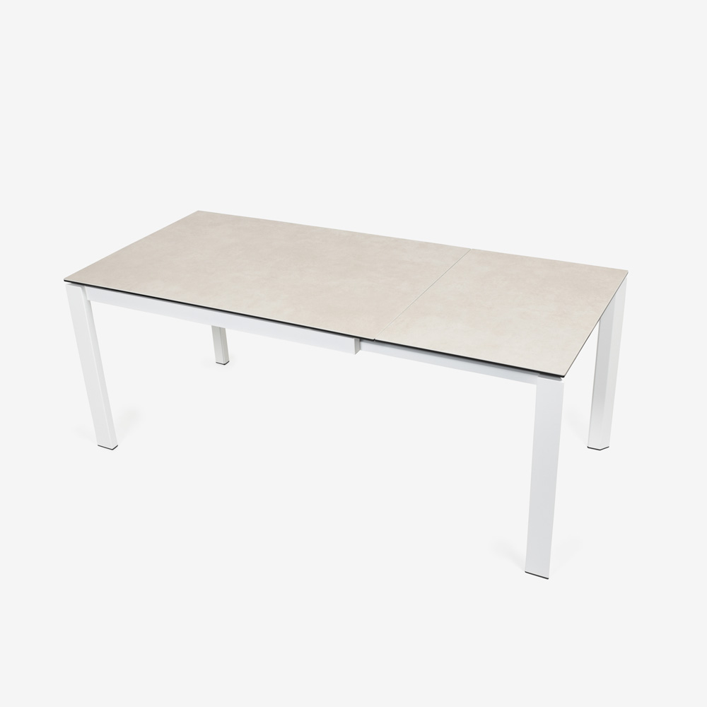 Calligaris(カリガリス)伸長式ダイニングテーブル「Duca CS4089」幅130-190cm 天板セラミック:ソルトホワイト/脚部スチール:マットオプティックホワイト