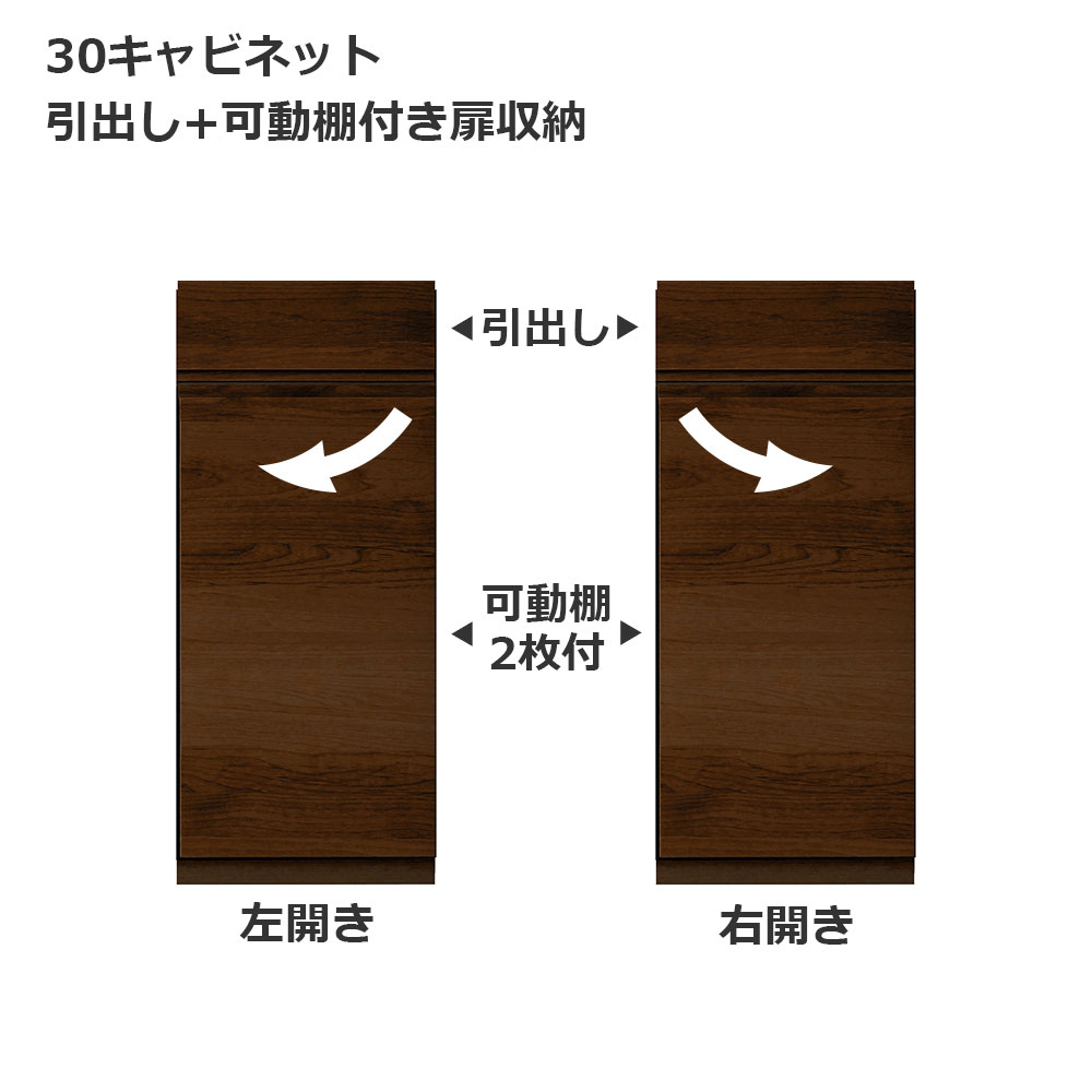 ユニットデスク「アスター」片袖タイプ(30キャビネット)幅120.3cm ウォールナット材