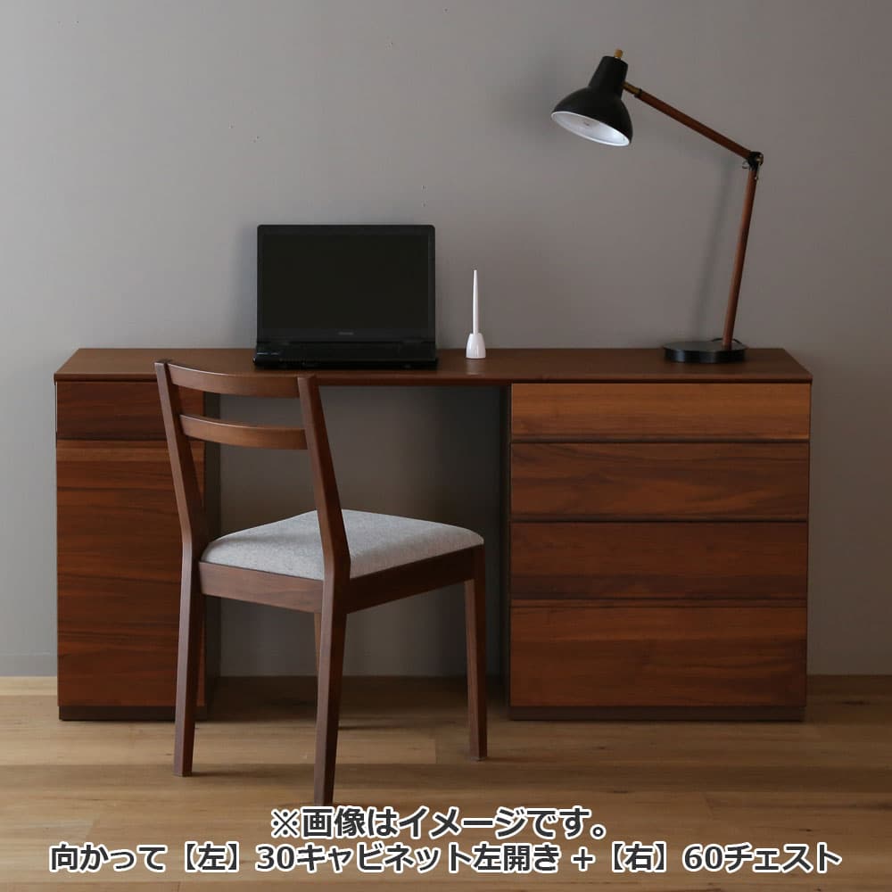 ユニットデスク「アスター」両袖タイプ(30キャビネット 60チェストタイプ)幅150.4cm ウォールナット材