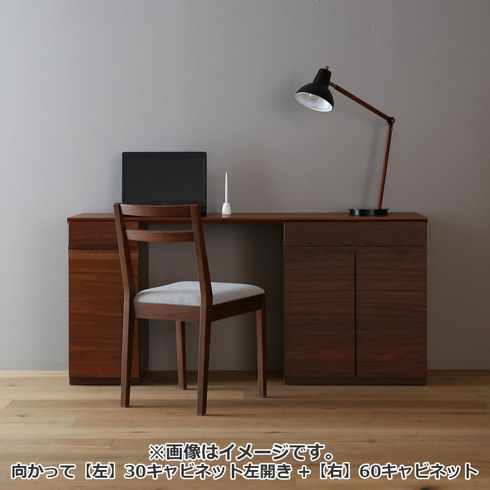 ユニットデスク「アスター」両袖タイプ(30キャビネット 60キャビネット)幅150.4cm ウォールナット材