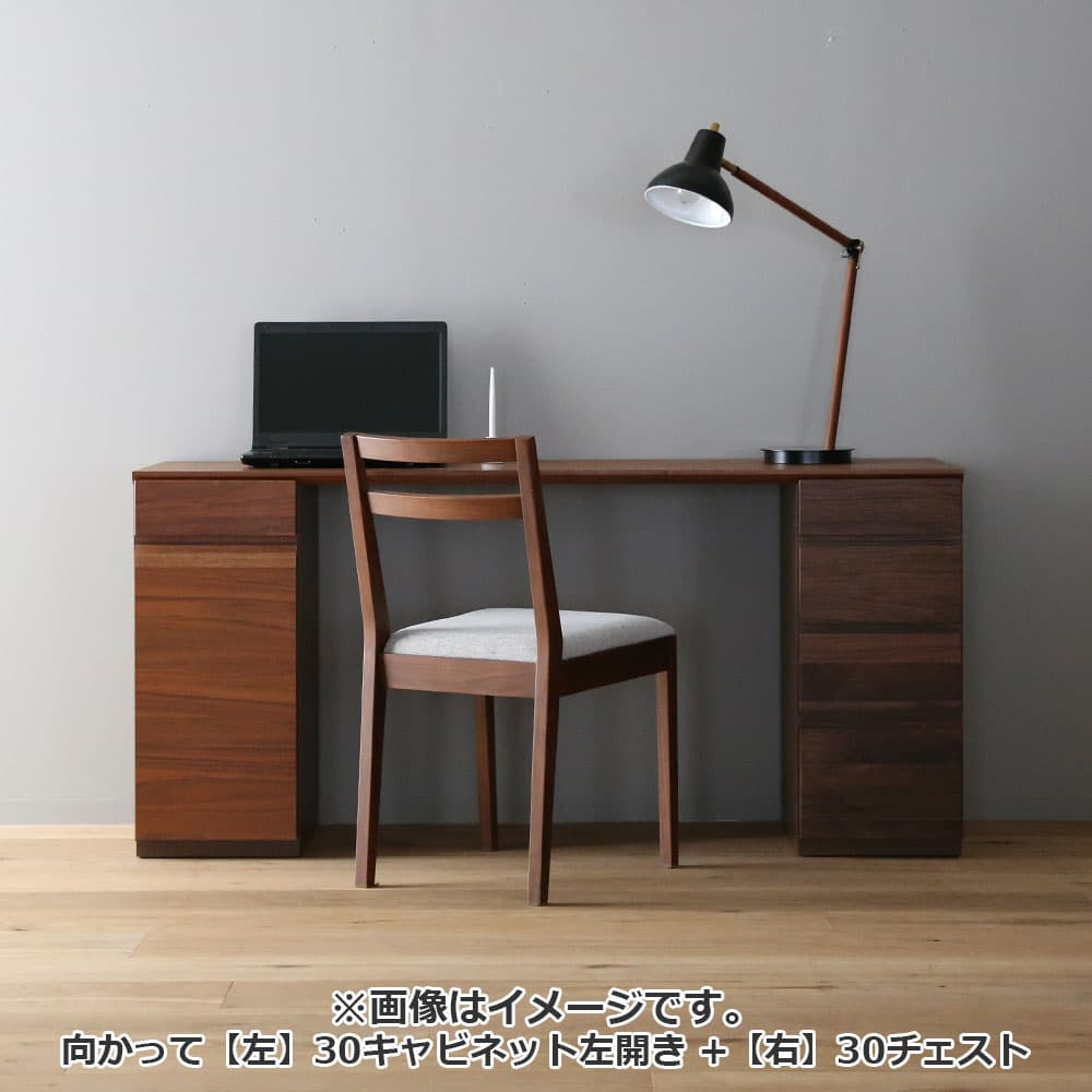 ユニットデスク「アスター」両袖タイプ(30キャビネット 30チェスト)幅150.4cm ウォールナット材