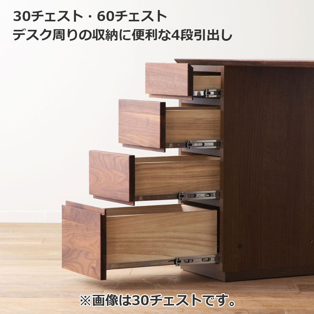 ユニットデスク「アスター」両袖タイプ(30チェスト 60チェスト)幅150.4cm ウォールナット材