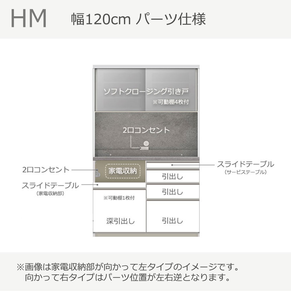 Pamouna(パモウナ)オープンボード「HM-1200R」幅120cm 高さ193.5cm 奥行2サイズ(50cm・44.5cm) 家電収納2タイプ(向かって左・右)全2色