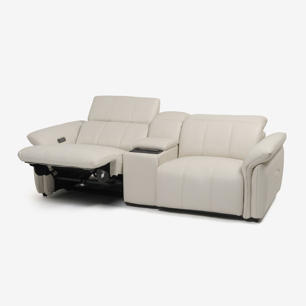 電動リクライニングソファ3点セット「L/S Motion 74（エルエスモーション74）」ユニットテーブル付 幅234cm 革#H/S-521E フロスト色