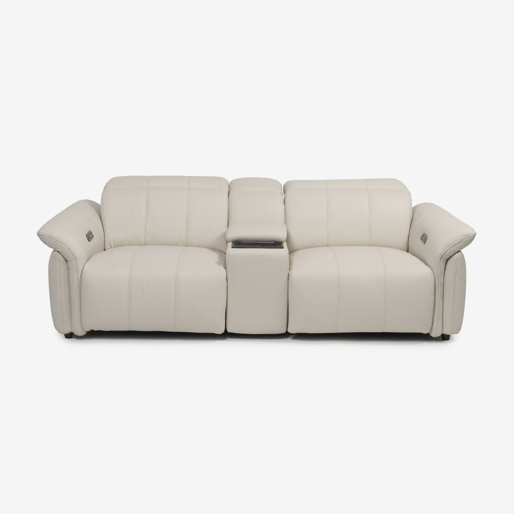 電動リクライニングソファ3点セット「L/S Motion 74（エルエスモーション74）」ユニットテーブル付 幅234cm 革#H/S-521E フロスト色