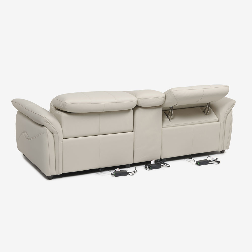 電動リクライニングソファ3点セット「L/S Motion 74（エルエスモーション74）」ユニットテーブル付 幅234cm 革#H/S-521E フロスト色
