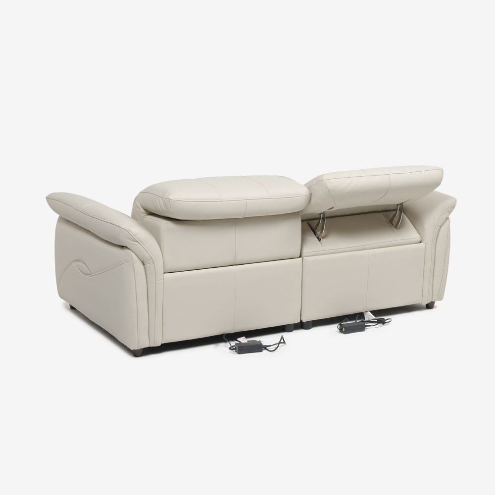 電動リクライニングソファ2点セット「L/S Motion 74（エルエスモーション74）」幅202cm 革#H/S-521E フロスト色