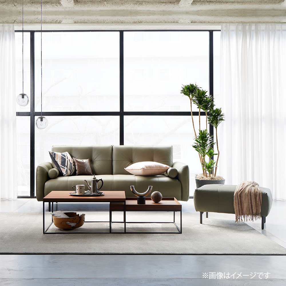 ソファ 3人掛け「L/S 72（エルエス72）」幅199cm 革 #H/S-548E ダークオリーブ色