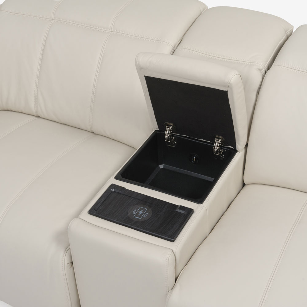 電動リクライニングソファ3点セット「L/S Motion 74（エルエスモーション74）」ユニットテーブル付 幅234cm 革#H/S-521E フロスト色