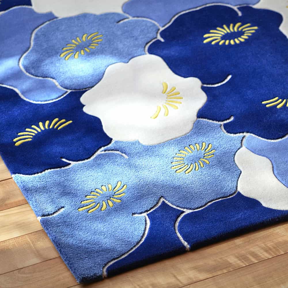 山形緞通 手刺緞通「石楠花」XSサイズ(幅95x長さ60cm) 防炎【受注生産品】