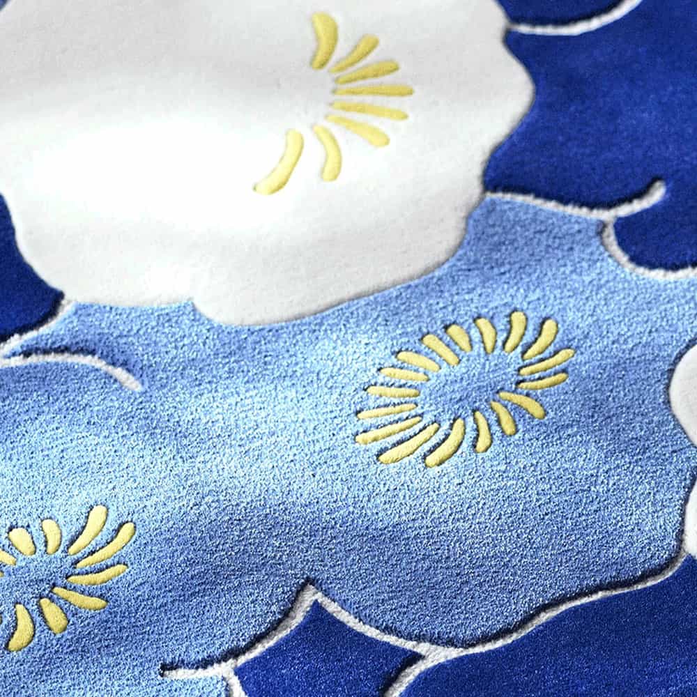 山形緞通 手刺緞通「石楠花」Sサイズ(幅150x長さ80cm) 防炎【受注生産品】