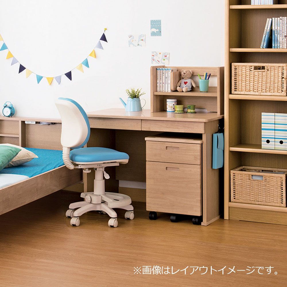 小島工芸　学習デスク「ラークアップ」ワゴン付き チェリーナチュラル色