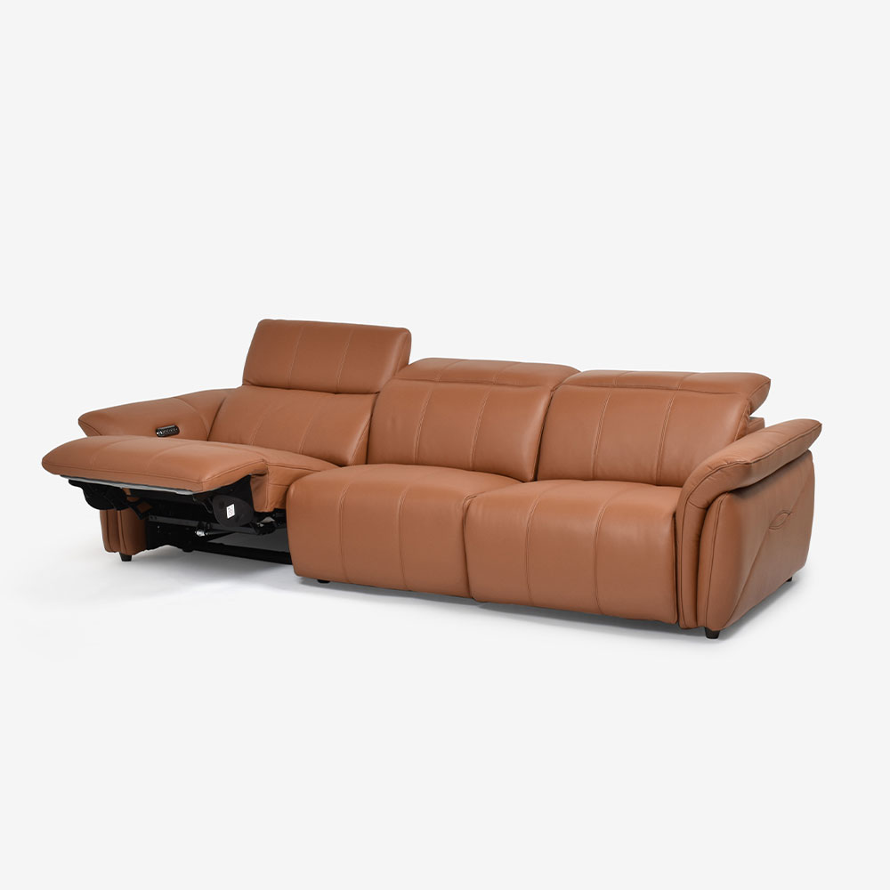 電動リクライニングソファ3点セット「L/S Motion 74(エルエスモーション74)」幅276cm 革#H/S-334E ペカンブラウン色
