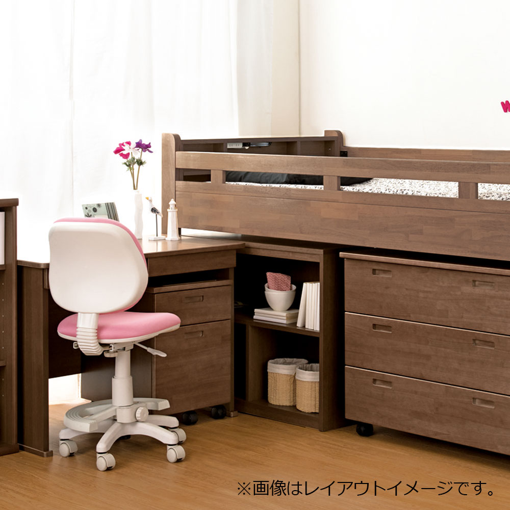 小島工芸 学習デスク「ラークアップ」ワゴン付き ウォールモカ色