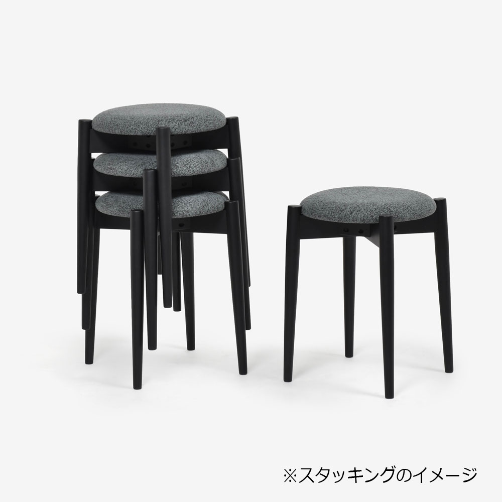 秋田木工 スツール「リュッケ」ブナ材 WLBK色/張地 布ブラッシュ#No98