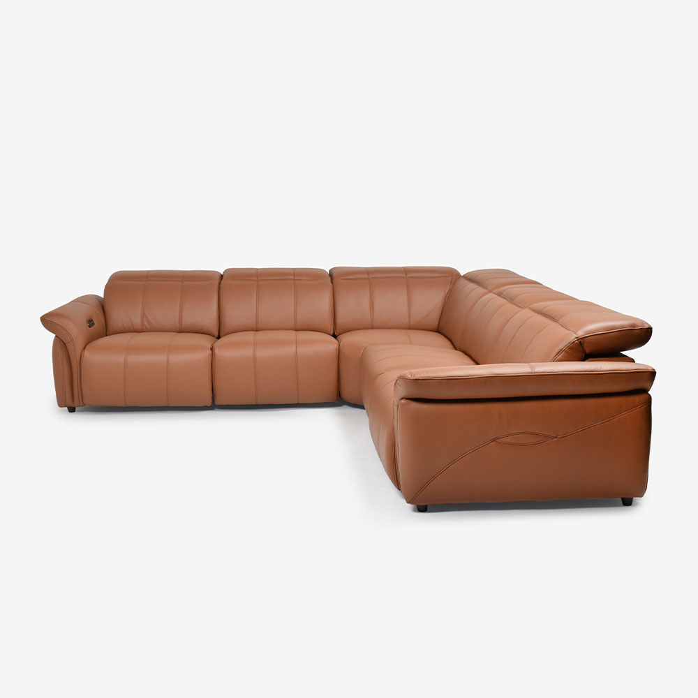 電動リクライニングコーナーソファ5点セット「L/S Motion 74（エルエスモーション74）」幅297cm 革#H/S-334E ペカンブラウン色