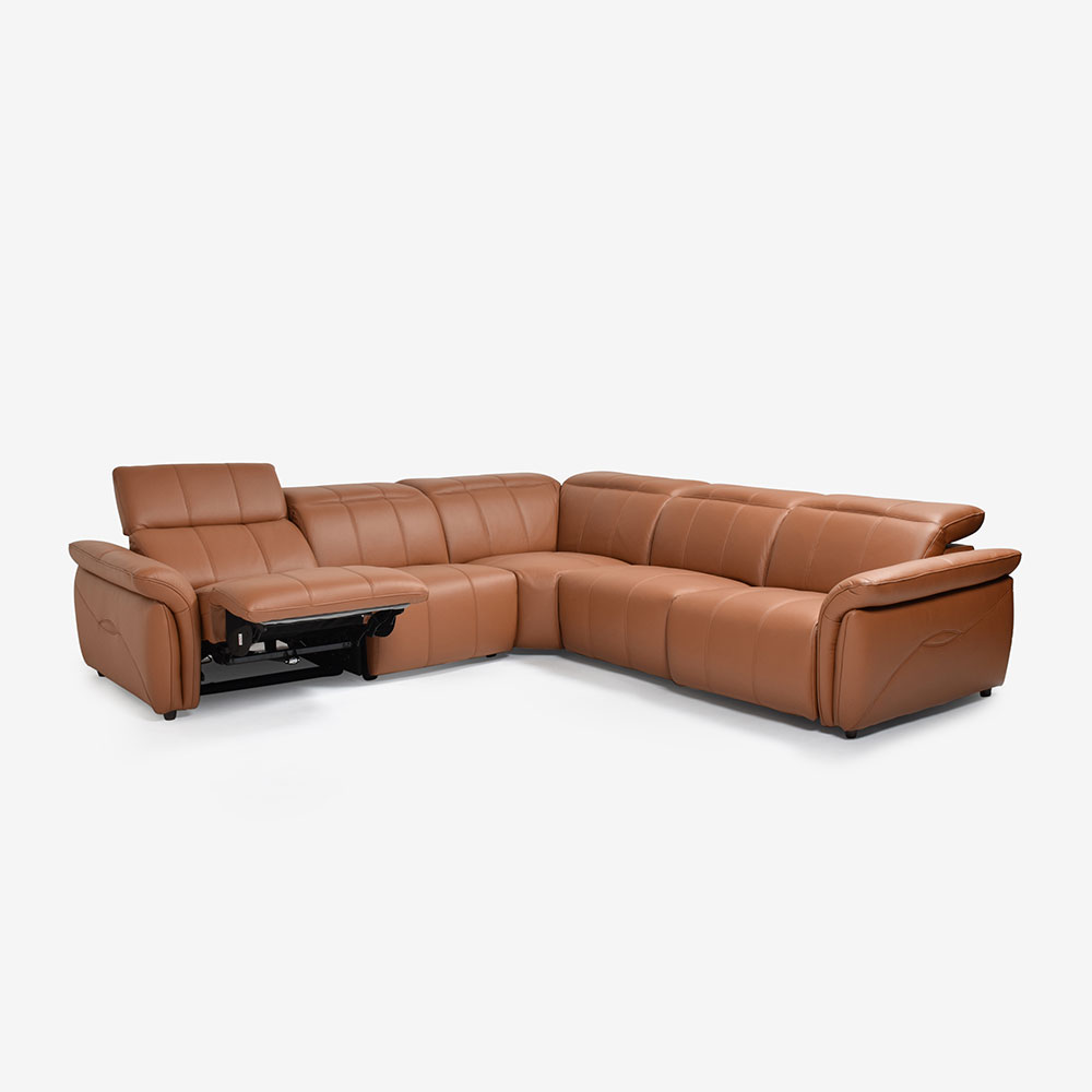 電動リクライニングコーナーソファ5点セット「L/S Motion 74(エルエスモーション74)」幅297cm 革#H/S-334E ペカンブラウン色