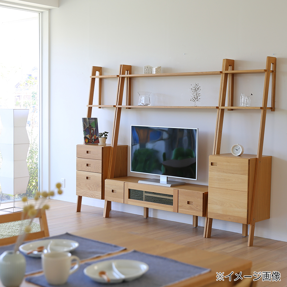 サイドチェスト「レイリア」ハイタイプ 幅48cm ホワイトオーク材