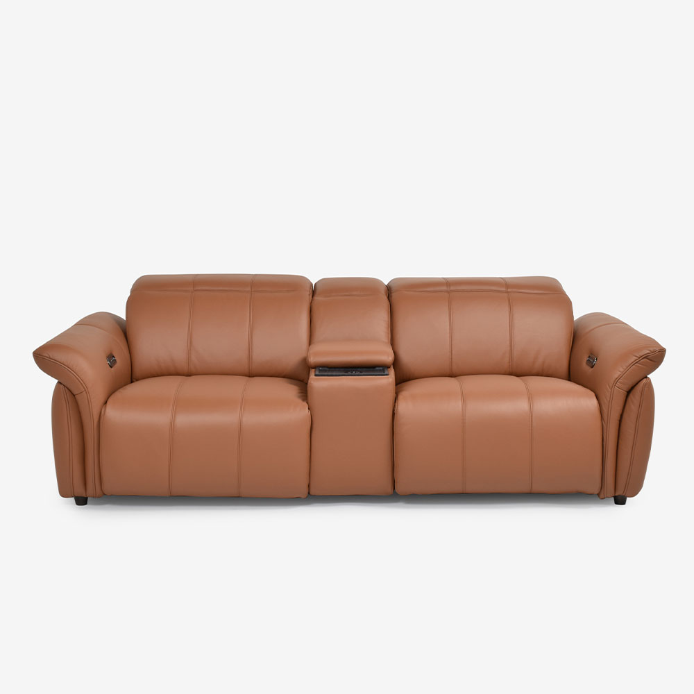 電動リクライニングソファ3点セット「L/S Motion 74(エルエスモーション74)」ユニットテーブル付 幅234cm 革#H/S-334E ペカンブラウン色