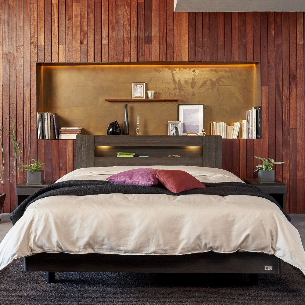 Serta（サータ）ベッドフレーム「サータ ハリウッド 4000」ステーションタイプ ダークグレーウォールナット色