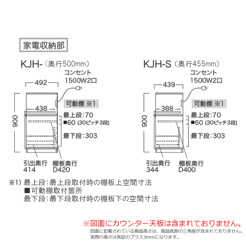 Pamouna(パモウナ)キッチンカウンター「KJ」ハイカウンター 家電収納向かって左 パールホワイト 幅2サイズ(100cm・120cm)奥行2サイズ(50cm・44.5cm)下台:家電収納一体型