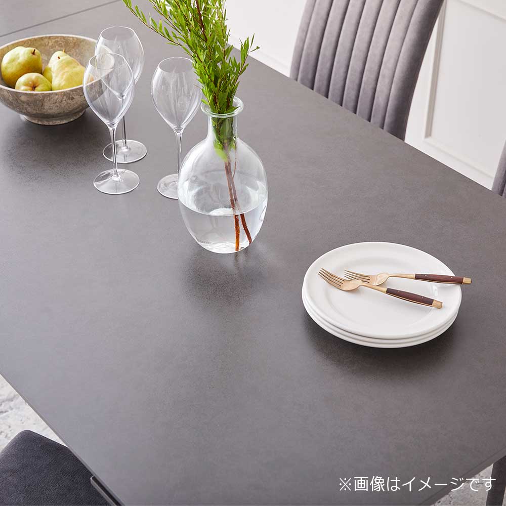ダイニングセット「レフ」グレー色 伸長式セラミックテーブル天板RGY色（選べる脚2タイプ）+チェア布DGY色4脚