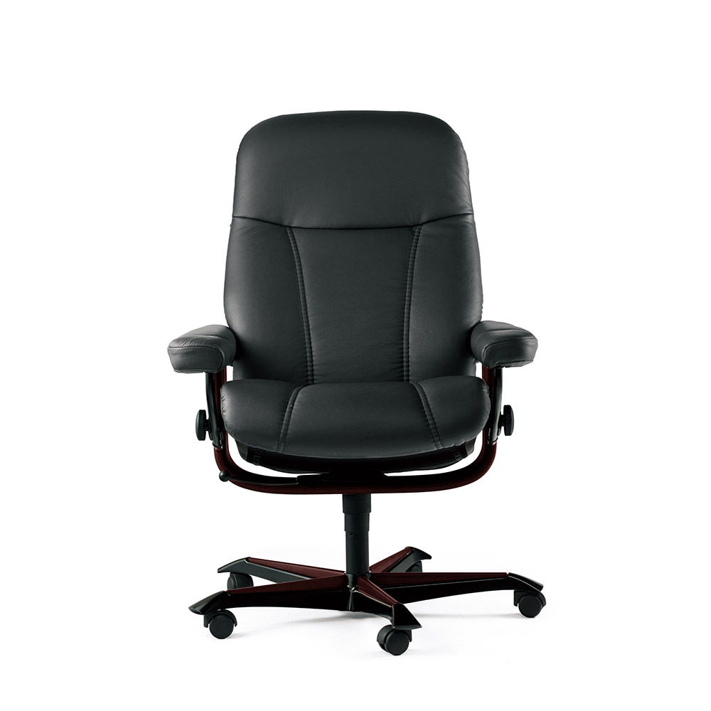 EKORNES(エコーネス)デスクチェア「ストレスレス コンサル20(M)オフィス」革#パロマ ブラック/木部ブラウン