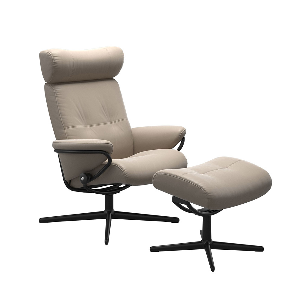 EKORNES(エコーネス)リクライニングチェア「ストレスレス ベルリン(M)クロス ヘッドレスト付ローバック」オットマン付 革#パロマ 全2色