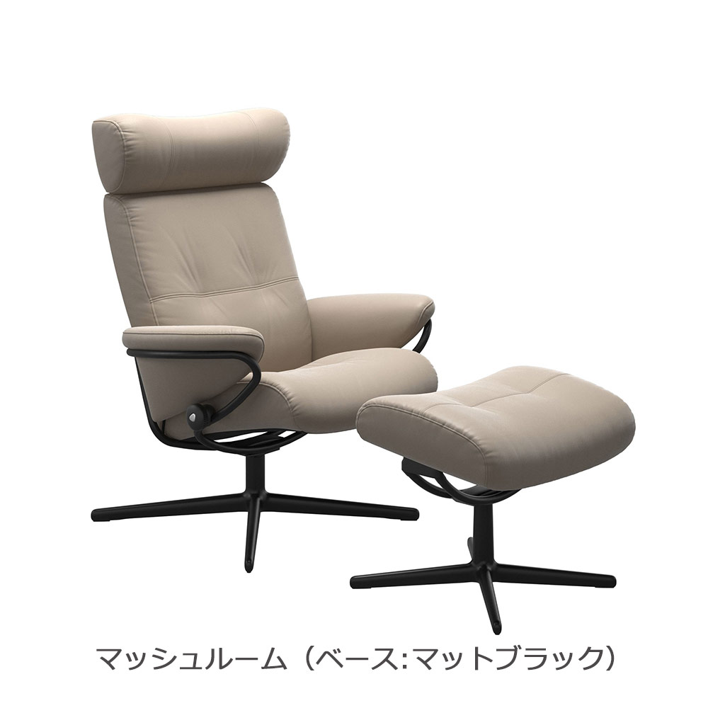 EKORNES(エコーネス)リクライニングチェア「ストレスレス ベルリン(M)クロス ヘッドレスト付ローバック」オットマン付 革#パロマ 全2色